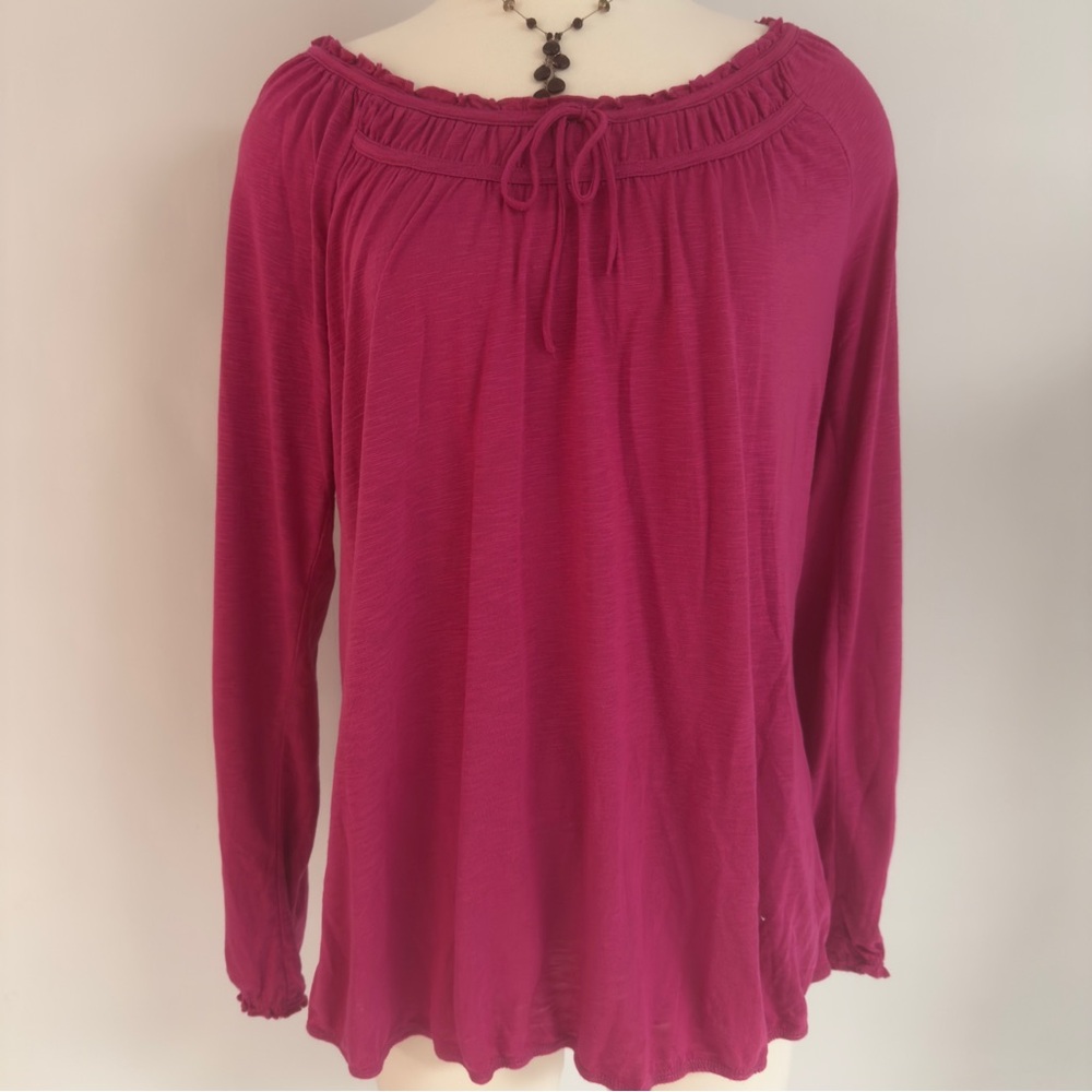 LOFT MATERNITY Magenta Peasant Top